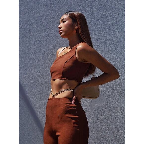 Princess Polly Take Care Set Brown Pants Sz. 6 NEW - Picture 2 of 14